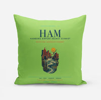 Thumbnail for Hamburg Airport Helmut Schmidt (HAM) design on light green pillow
