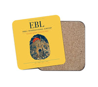 Thumbnail for Erbil International Airport (EBL) design on yellow 1 piece coaster