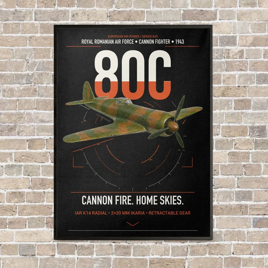 IAR 80C vertical canvas print - framed - black background