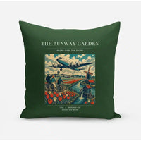 Thumbnail for VINTAGE G4089 - The Runway Garden - Designed Pillows design on darkgreen