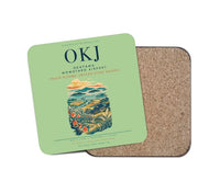 Thumbnail for Okayama Momotaro Airport (OKJ) design on light green 1 piece coaster