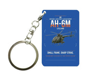 Thumbnail for MD AH-6M Little Bird design on blue designed key chain, double-side print