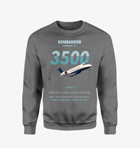 Thumbnail for Bombardier Challenger 3500 design on gray sweatshirt