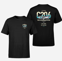 Thumbnail for Cessna 206 Stationair design on black t-shirt, double-side print