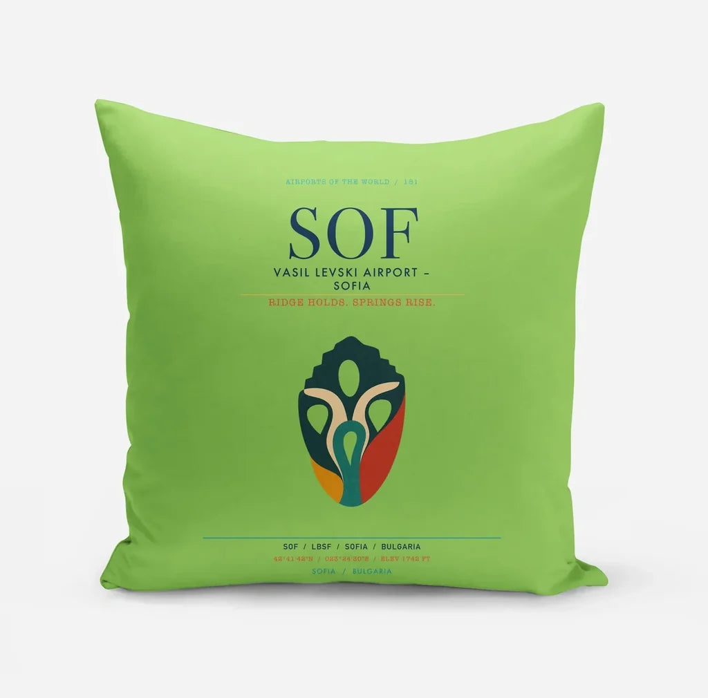 Vasil Levski Airport – Sofia (SOF) design on light green pillow
