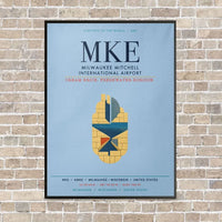 Thumbnail for Milwaukee Mitchell International Airport MKE vertical canvas print - framed - light blue background