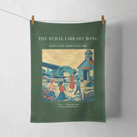 Thumbnail for VINTAGE G4392 - The Rural Library Wing - Designed Towels design on darkgreen