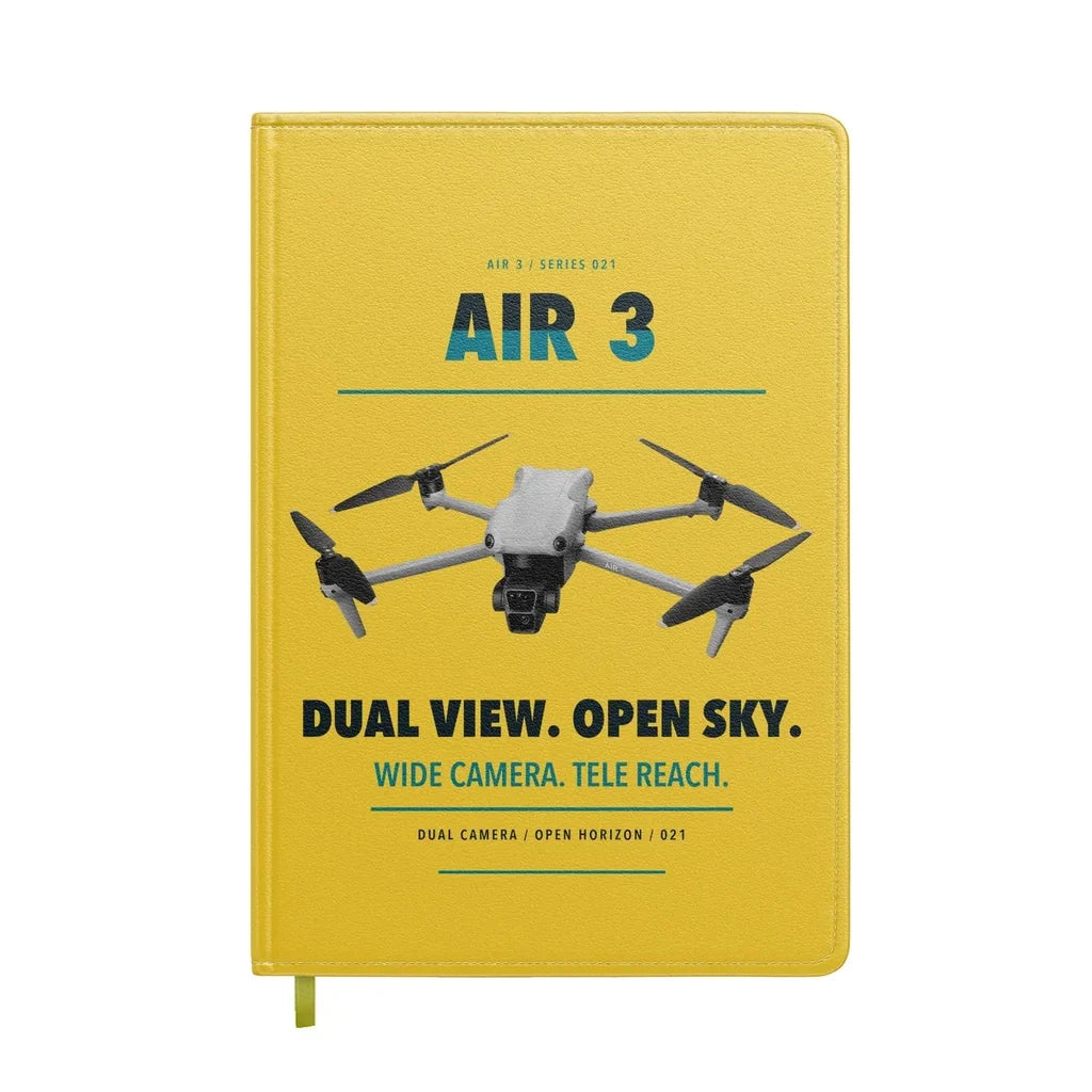 DJI Air 3 design on yellow notebook