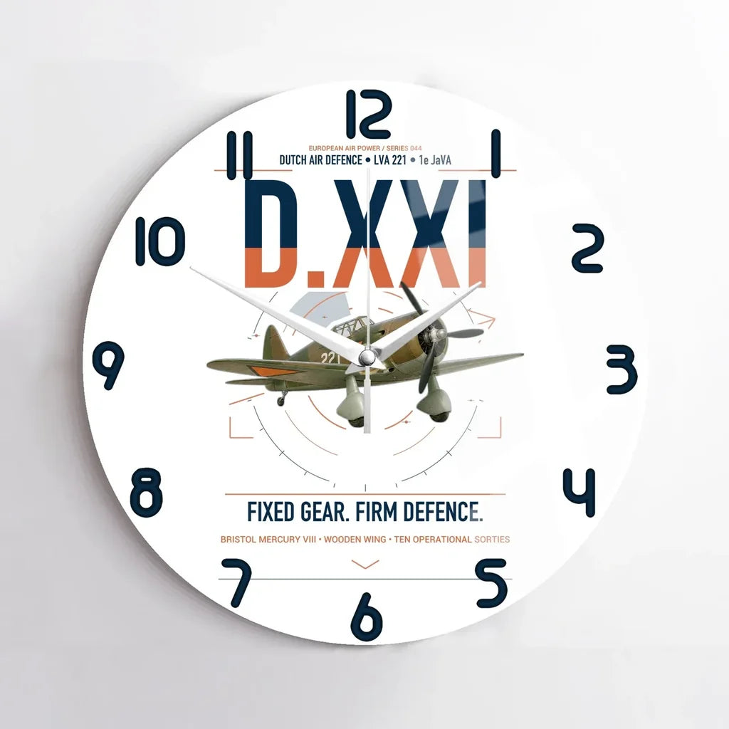 Fokker D.XXI — Dutch LVA aircraft 221 design on white no frame wall clock