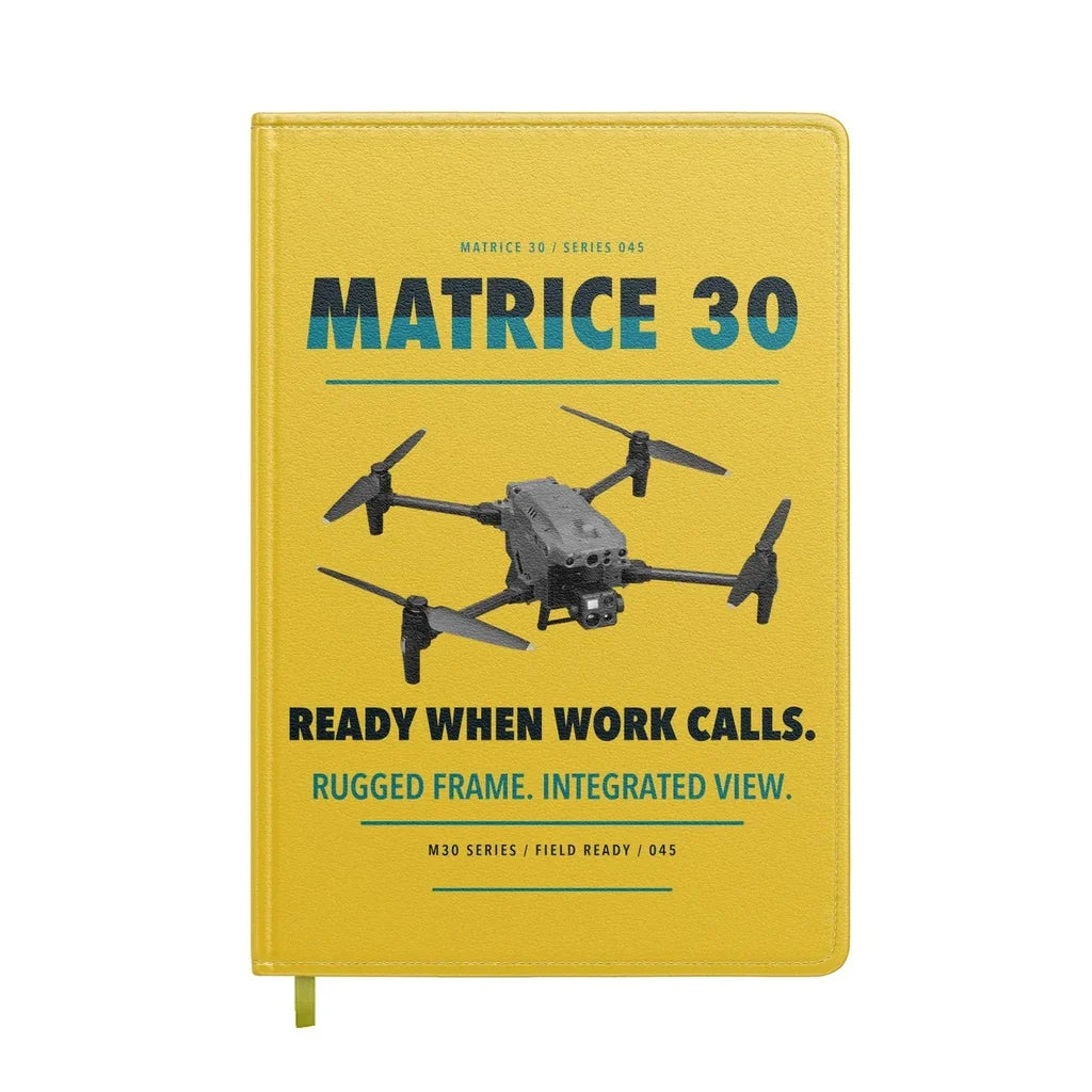 DJI Matrice 30 design on yellow notebook