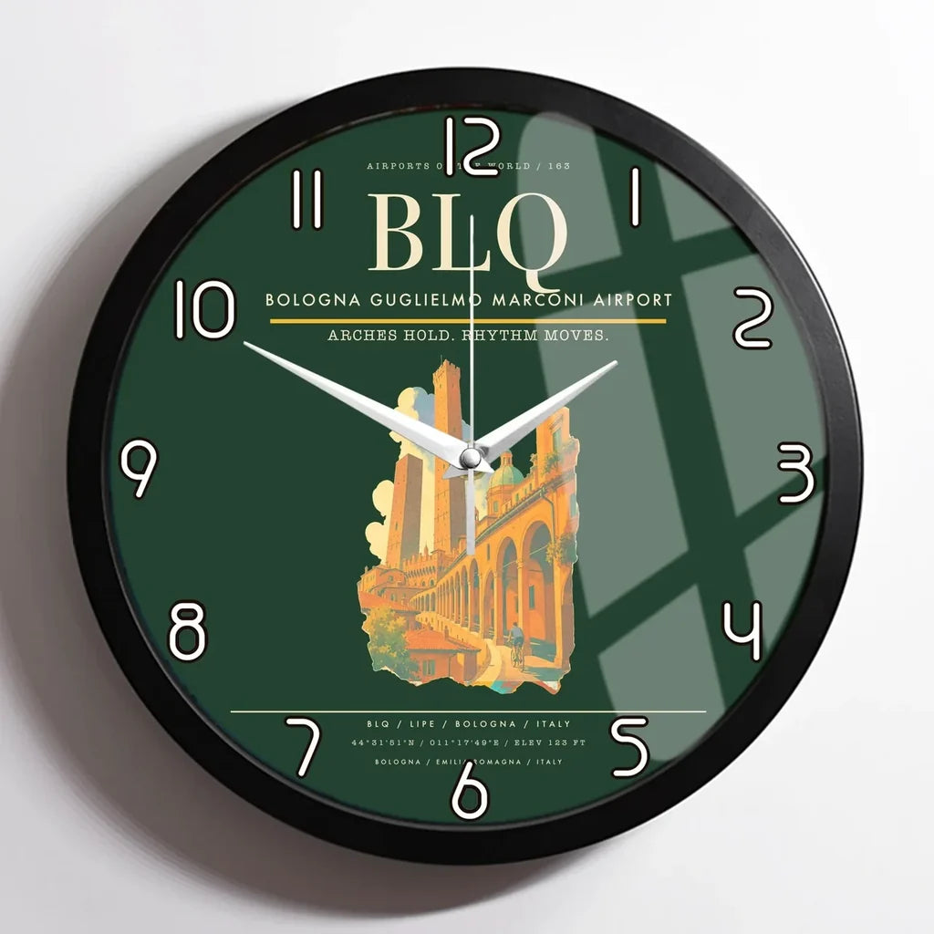 Bologna Guglielmo Marconi Airport BLQ Wall-Clock Framed - Dark Green
