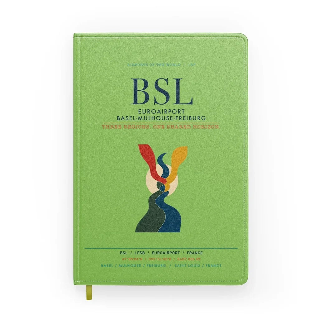 EuroAirport Basel-Mulhouse-Freiburg (BSL) design on light green notebook
