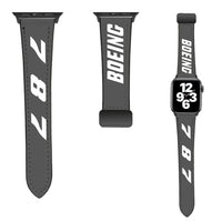 Thumbnail for Boeing 787 Flat Text leather apple watch band - grey