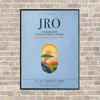 Thumbnail for Kilimanjaro International Airport JRO vertical canvas print - framed - light blue background