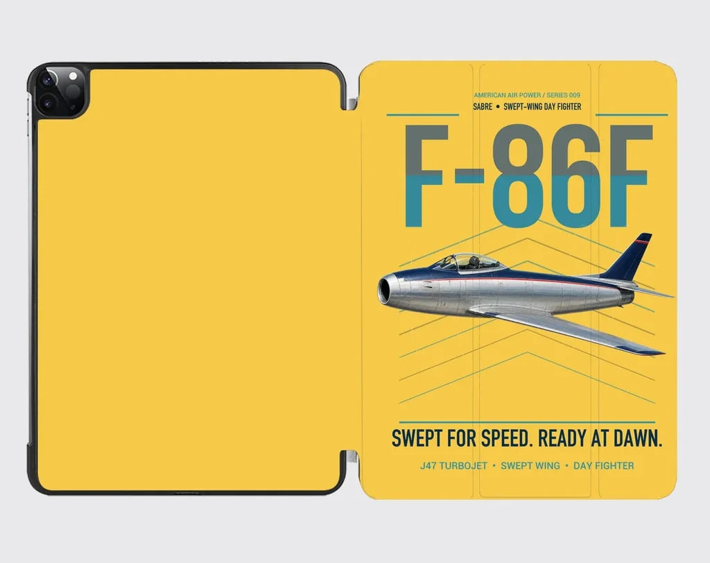 F-86F Sabre design on yellow ipad tablet case