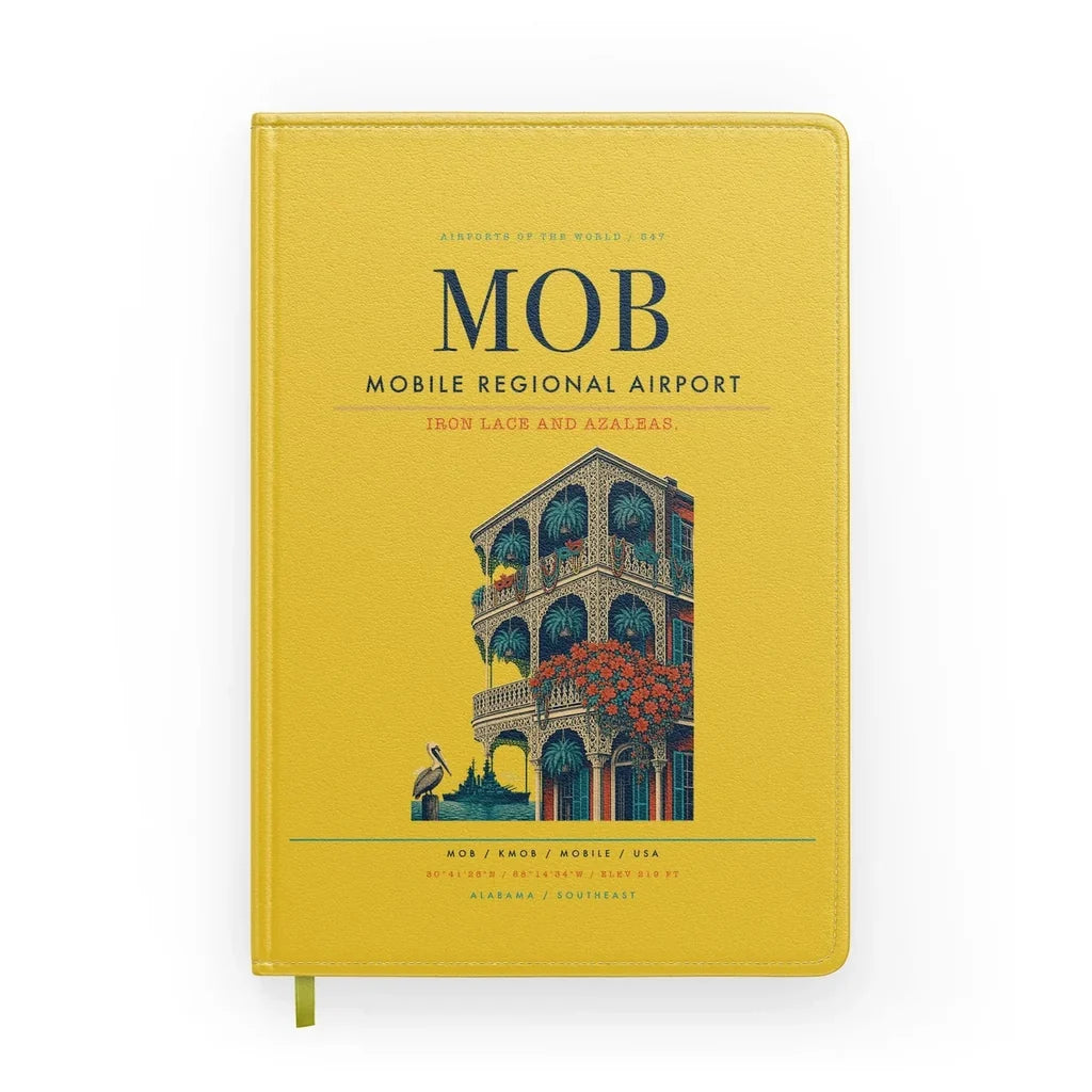 Mobile Regional Airport (MOB) design on yellow notebook