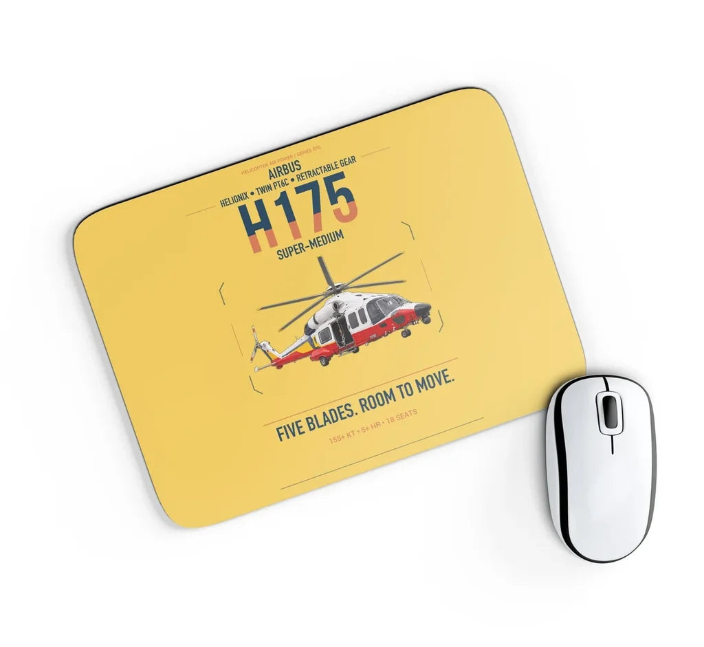 Airbus H175 design on yellow rectangle mouse pad