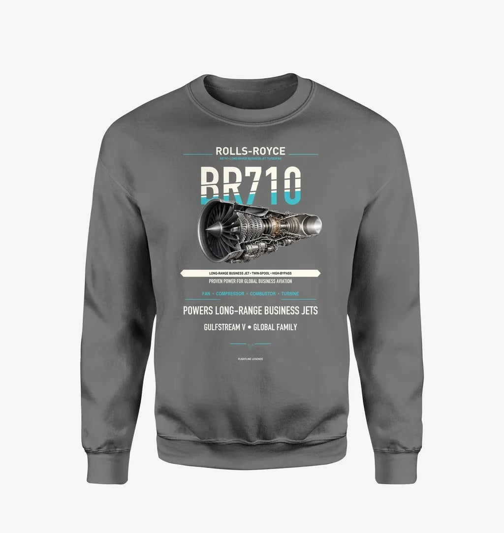 BR710 design on gray sweatshirt