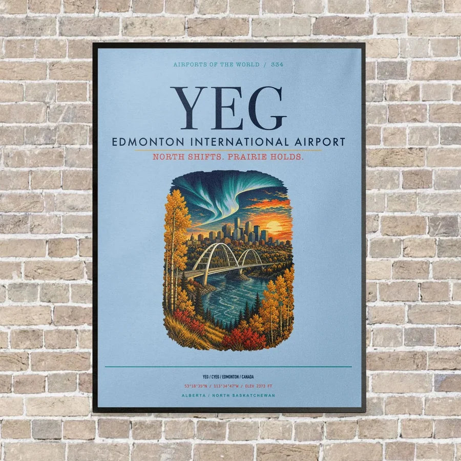 Edmonton International Airport YEG vertical canvas print - framed - light blue background