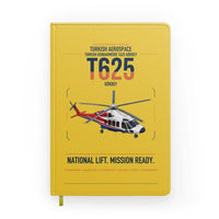 Thumbnail for Turkish Aerospace T625 Gökbey design on yellow notebook