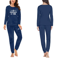 Thumbnail for Military Transport Airplane C 130 women pajamas - Dark Blue