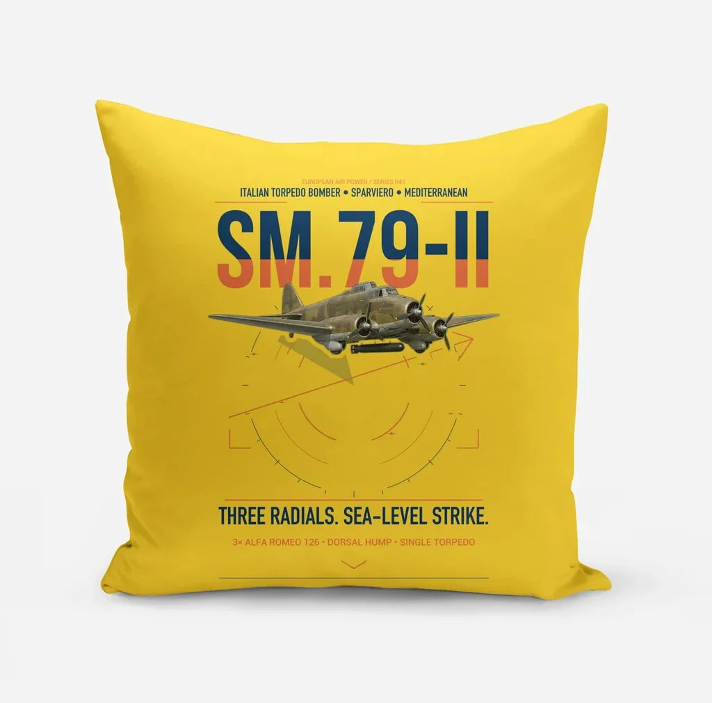 Savoia-Marchetti SM.79-II Sparviero design on yellow pillow