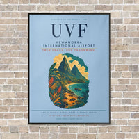 Thumbnail for Hewanorra International Airport UVF vertical canvas print - framed - light blue background