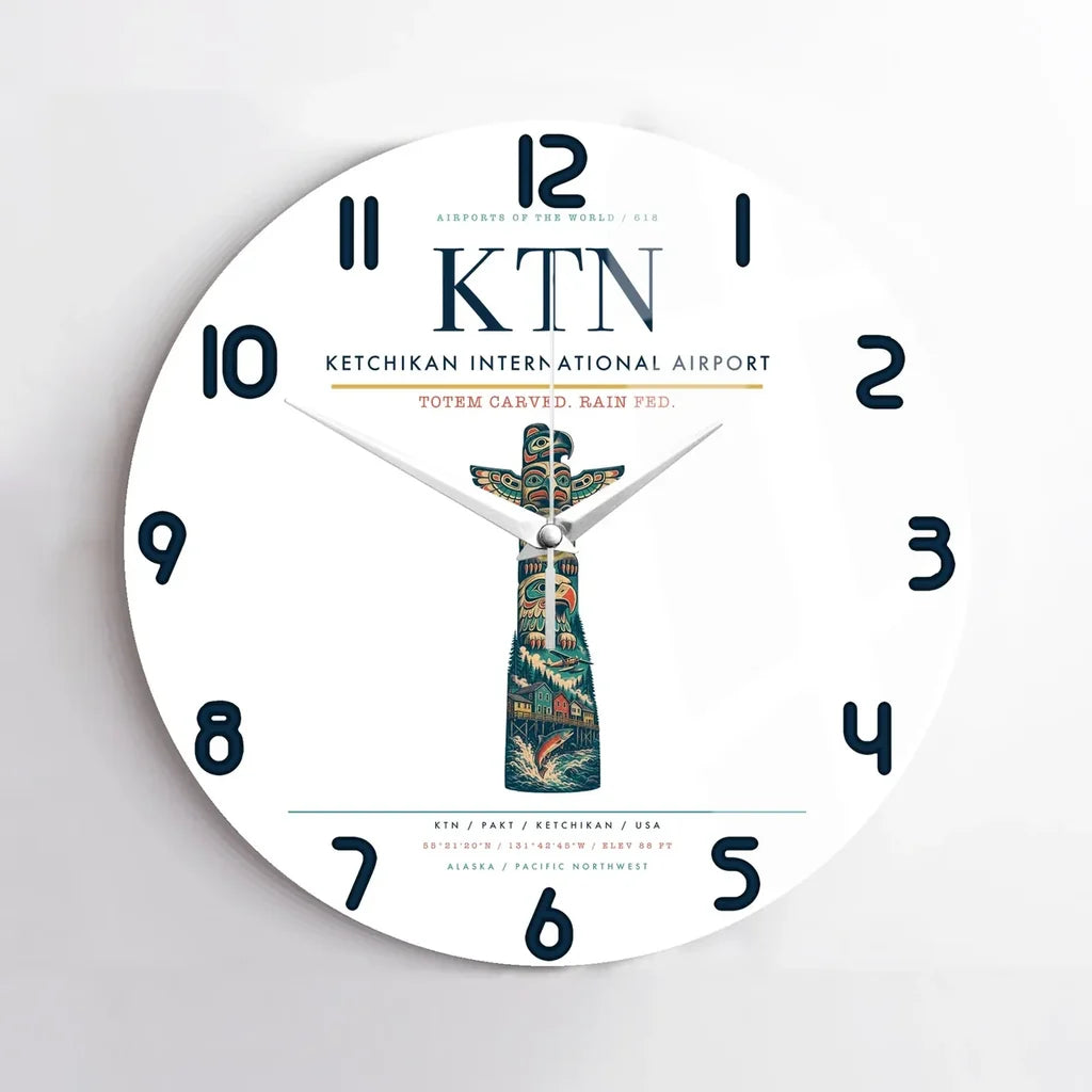 Ketchikan International Airport (KTN) design on white no frame wall clock