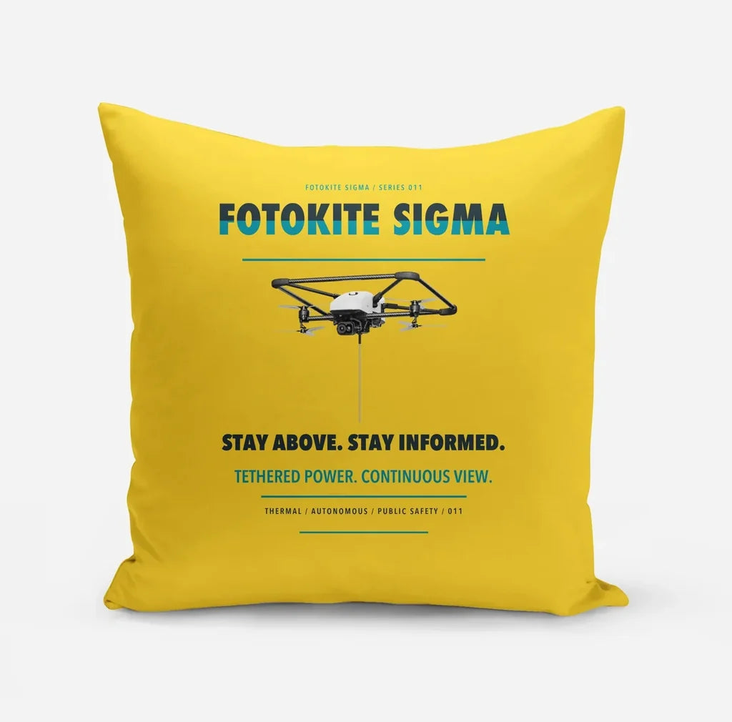 Fotokite Sigma design on yellow pillow