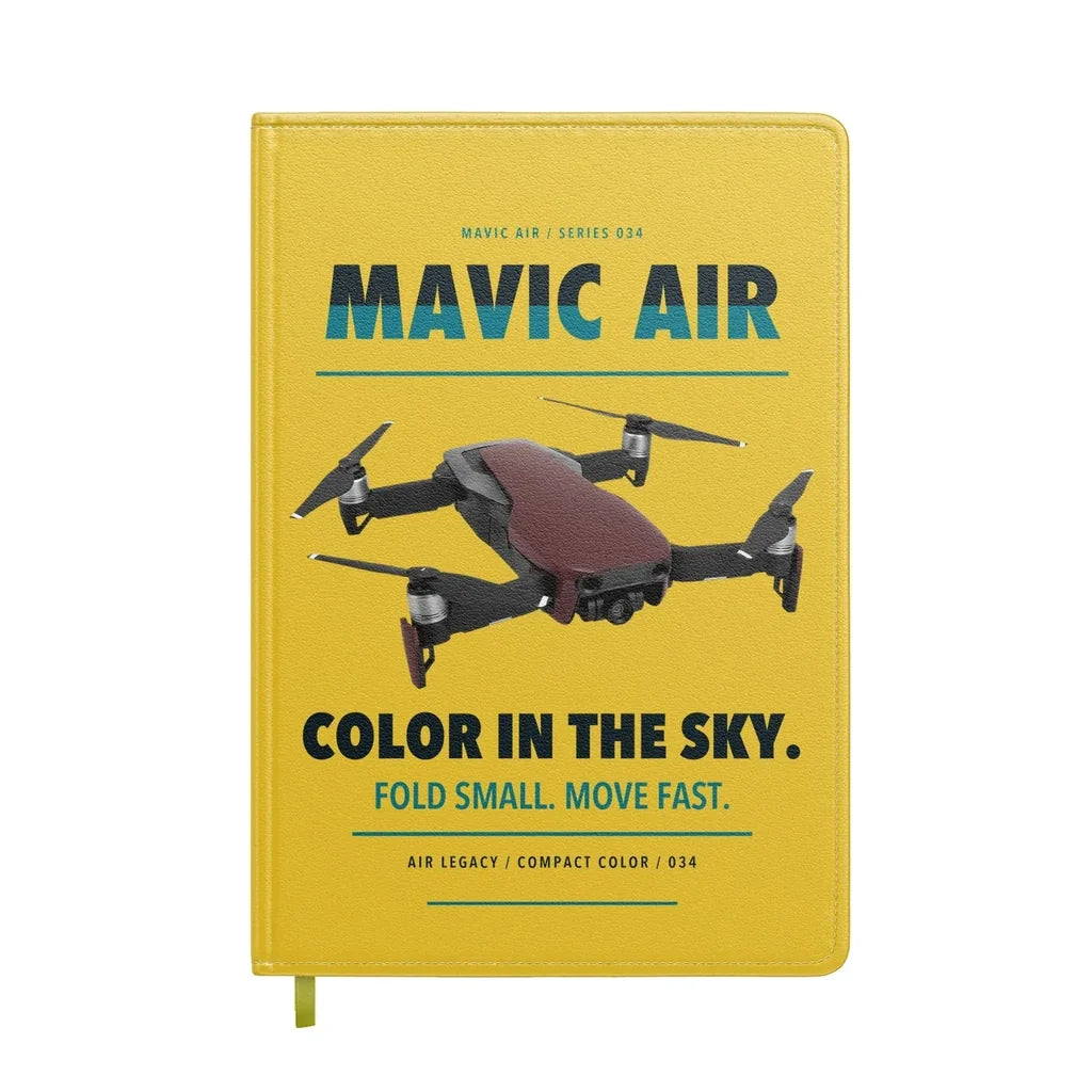 DJI Mavic Air design on yellow notebook