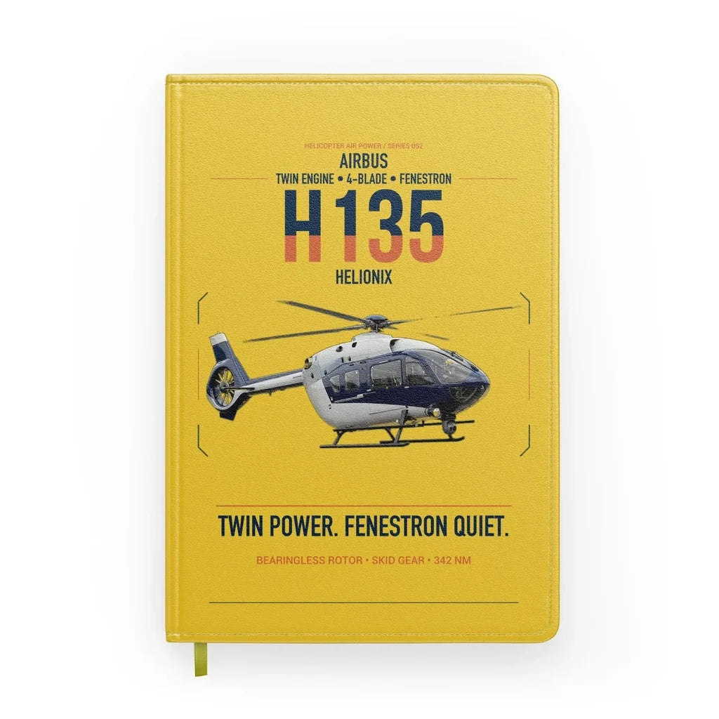 Airbus H135 design on yellow notebook