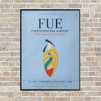 Thumbnail for Fuerteventura Airport FUE vertical canvas print - framed - light blue background