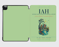 Thumbnail for Houston George Bush Intercontinental Airport (IAH) design on light green ipad tablet case