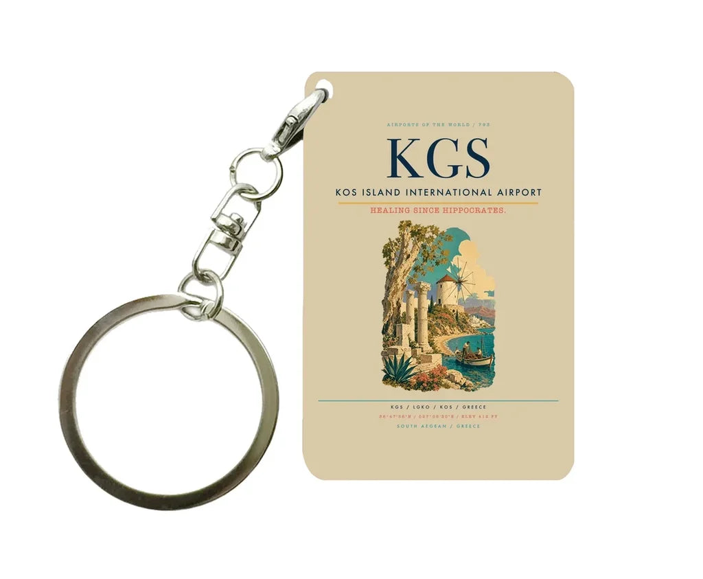 Kos Island International Airport (KGS) design on beige key chain
