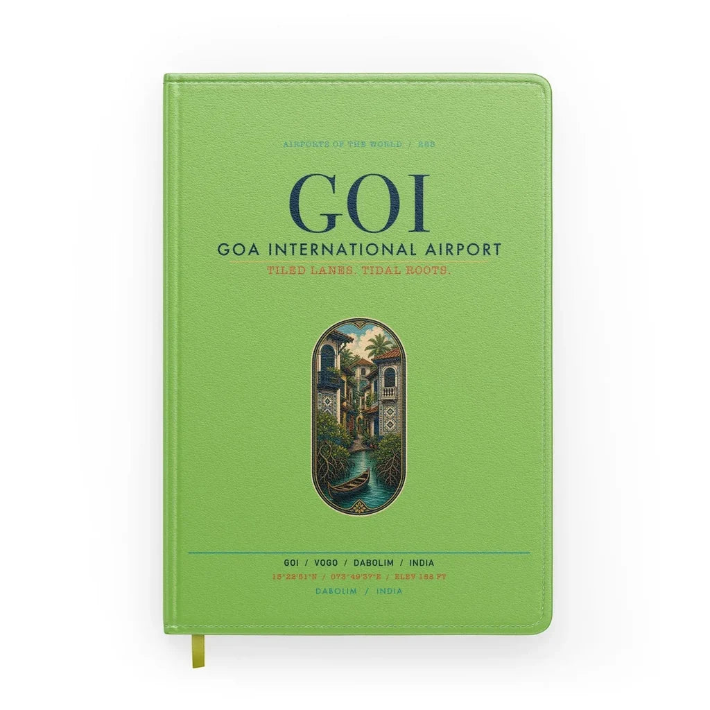Goa International Airport Dabolim (GOI) design on light green notebook