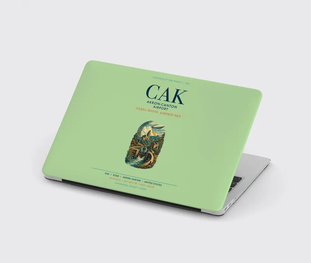 Akron-Canton Airport (CAK) design on light green MacBook case