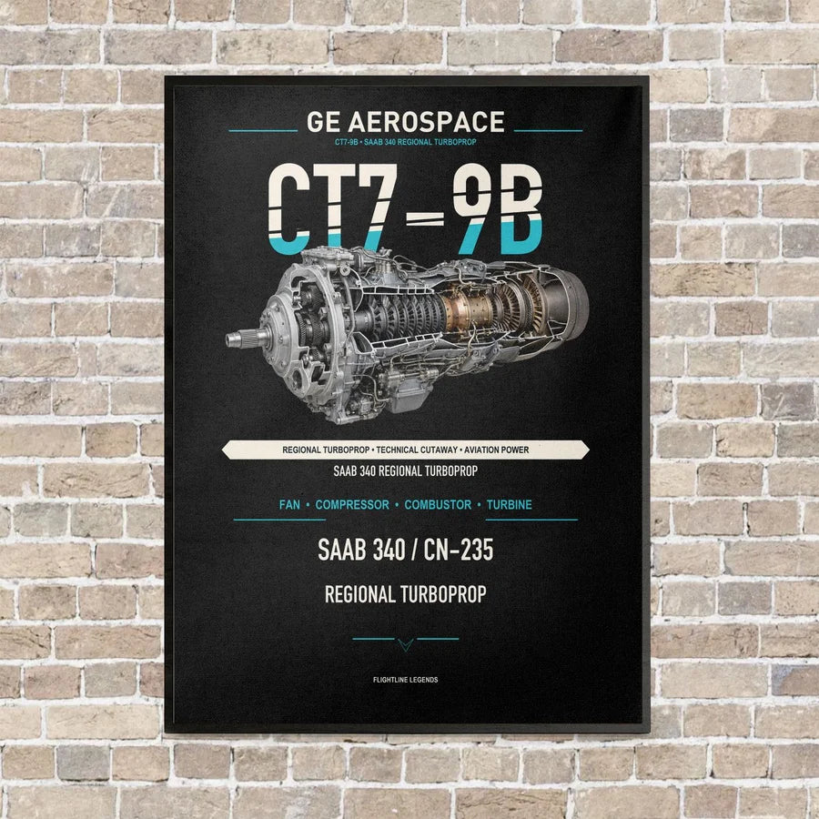 CT7-9B vertical canvas print - framed - black background