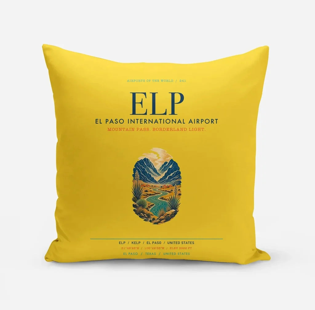 El Paso International Airport (ELP) design on yellow pillow