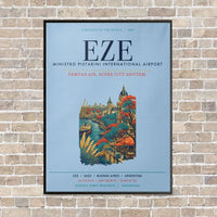 Thumbnail for Buenos Aires Ministro Pistarini International Airport EZE vertical canvas print - framed - light blue background