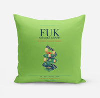 Thumbnail for Fukuoka Airport (FUK) design on light green pillow