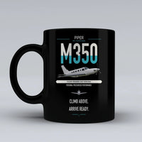Thumbnail for Piper M350 design on black ceramic mug, double-side print