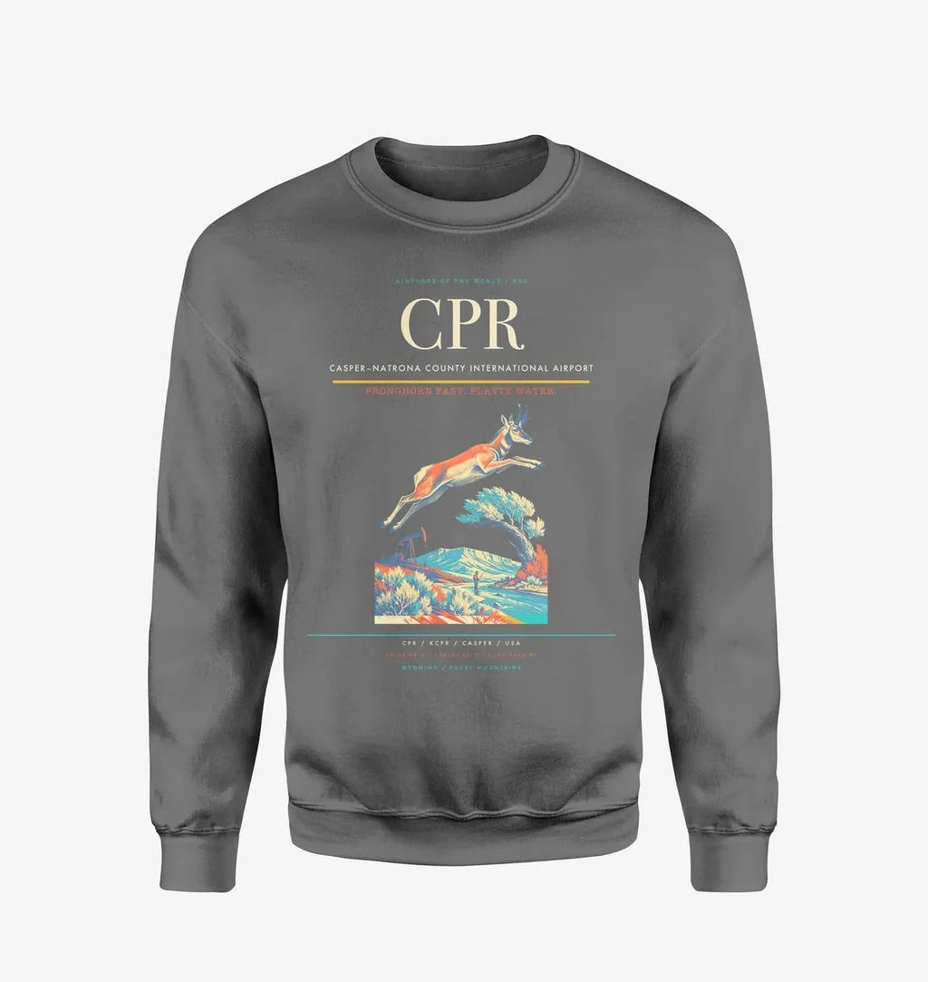 Casper–Natrona County International Airport (CPR) design on gray sweatshirt