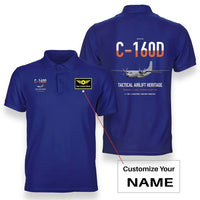 Thumbnail for Transall C-160D design on blue+name double-side polo t-shirt, double-side print