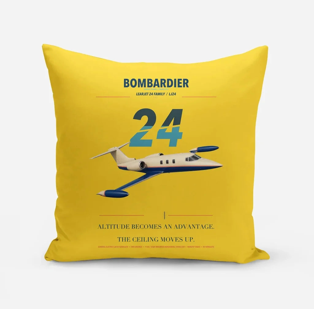 Bombardier Learjet 24 design on yellow pillow