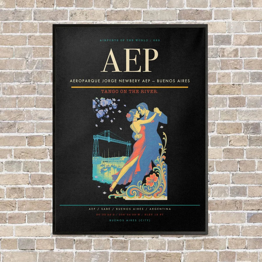 Aeroparque Jorge Newbery AEP — Buenos Aires vertical canvas print - framed - black background