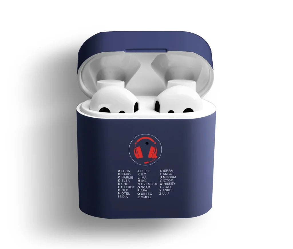 Aviation Alphabet 3 AirPods plastic case - Dark Blue