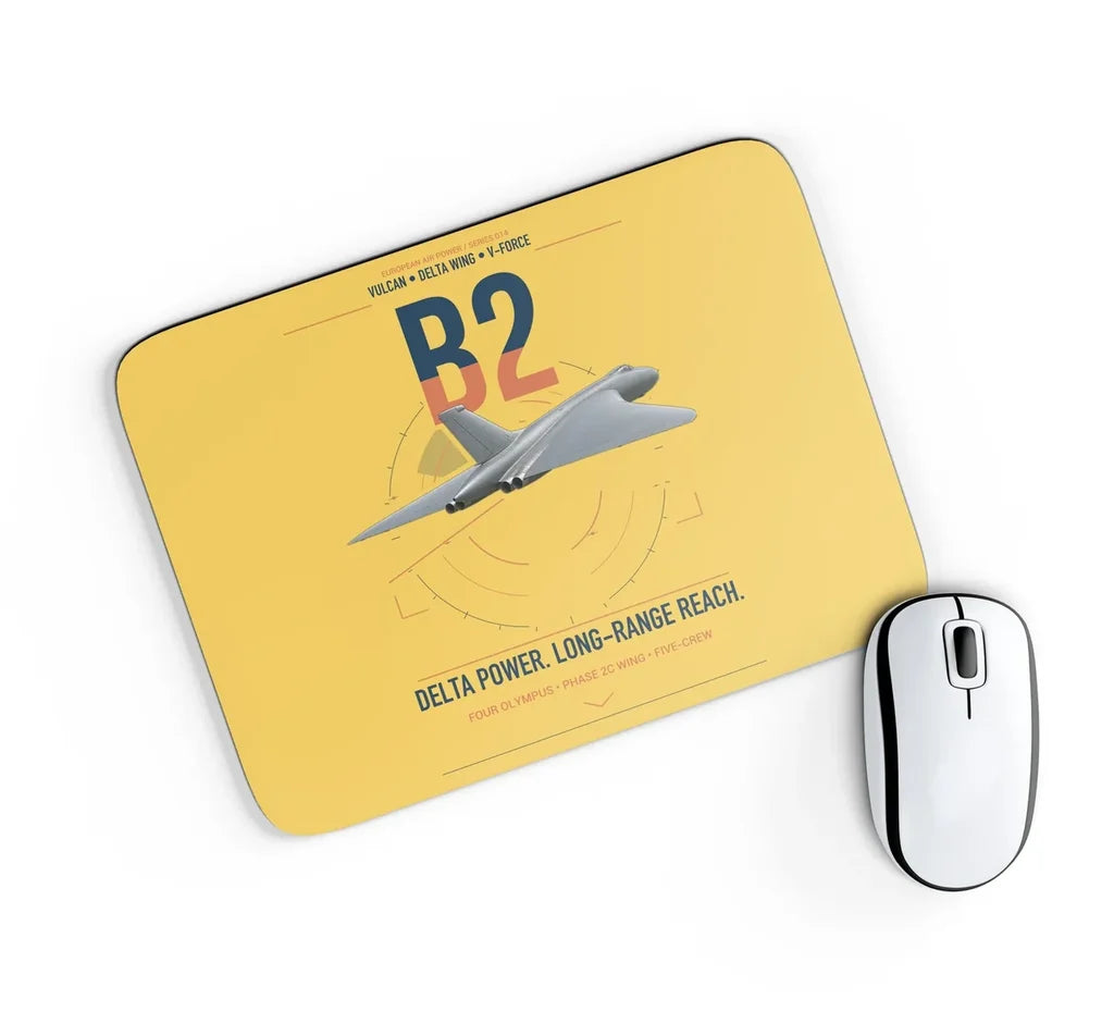 Avro Vulcan B2 design on yellow rectangle mouse pad