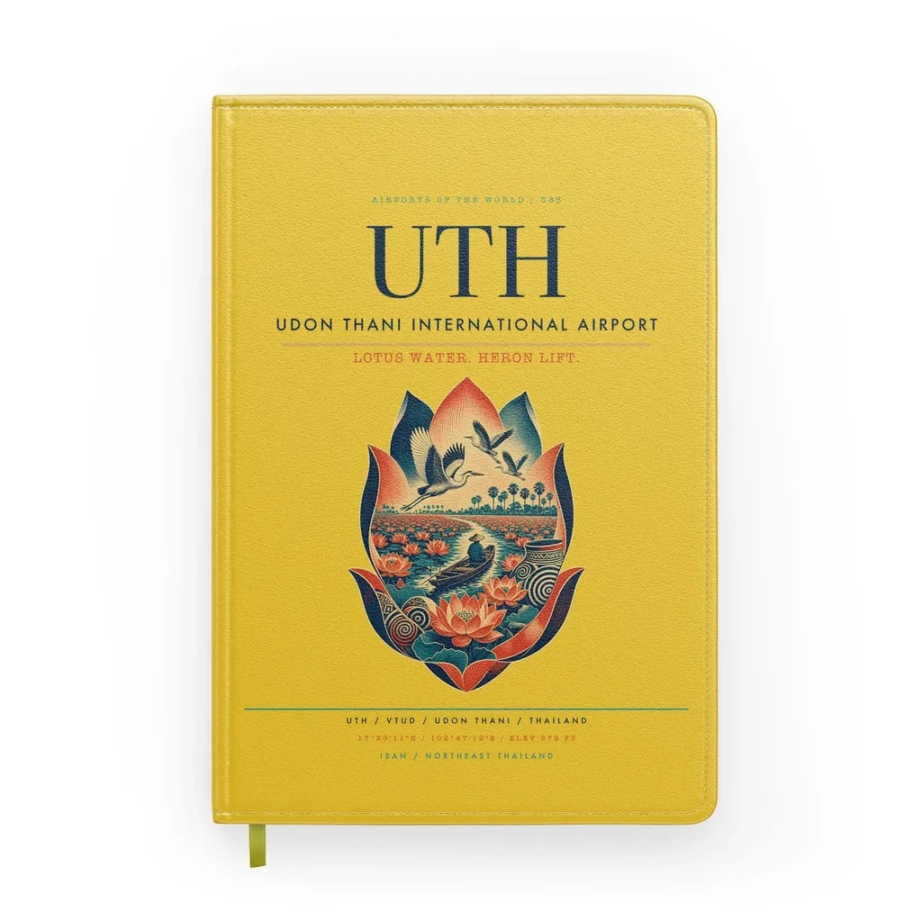 Udon Thani International Airport (UTH) design on yellow notebook