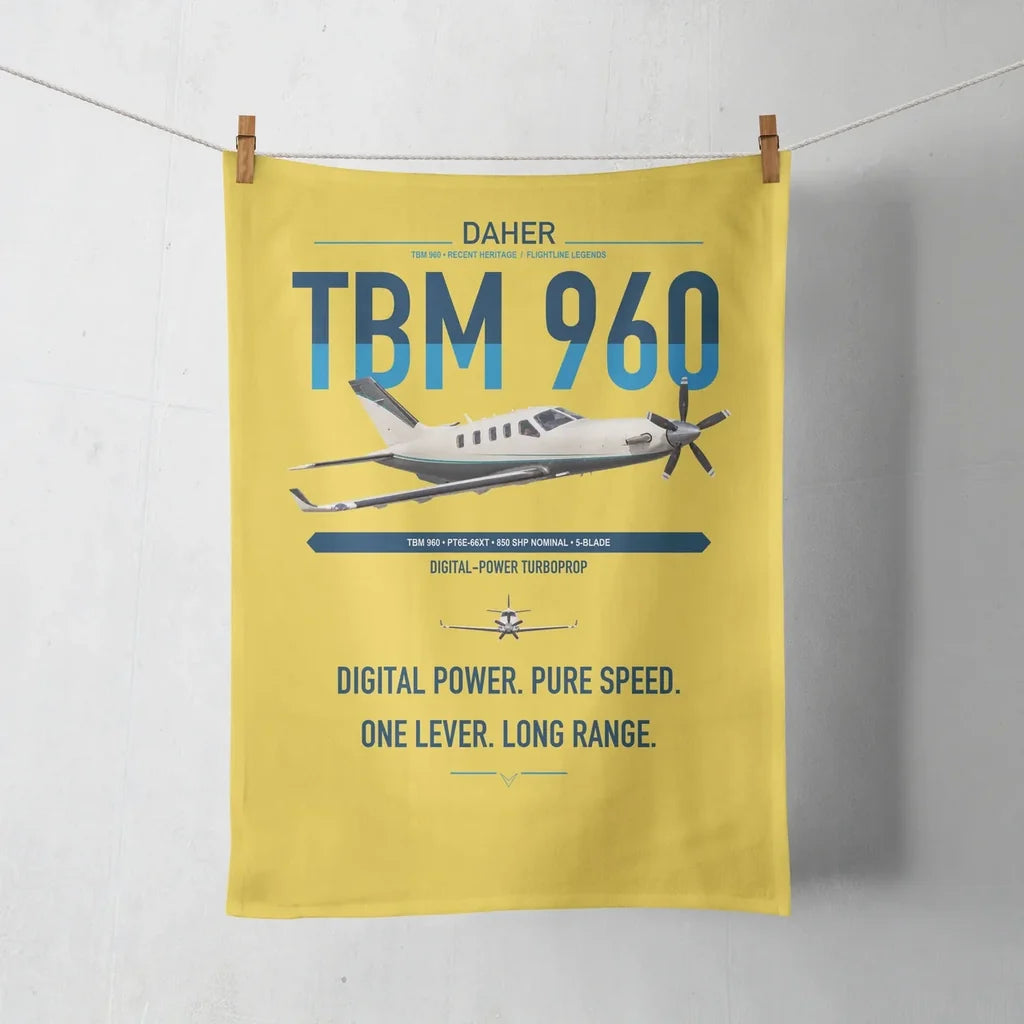 Daher TBM 960 design on yellow towel