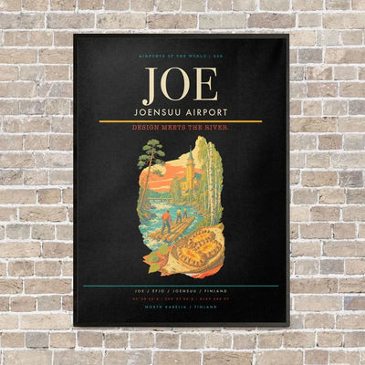 Joensuu Airport JOE vertical canvas print - framed - black background
